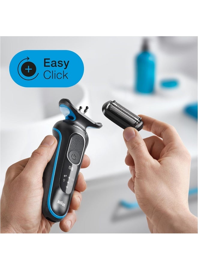 Braun Series 5 51-B1000s Electric Shaver, Wet & Dry, Rechargeable, Cordless Foil Shaver, Blue - Image 4