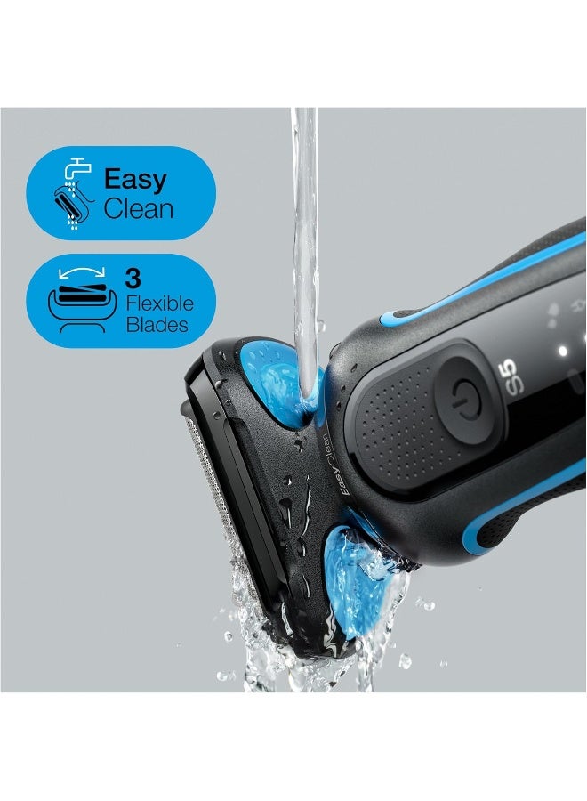 Braun Series 5 51-B1000s Electric Shaver, Wet & Dry, Rechargeable, Cordless Foil Shaver, Blue - Image 2