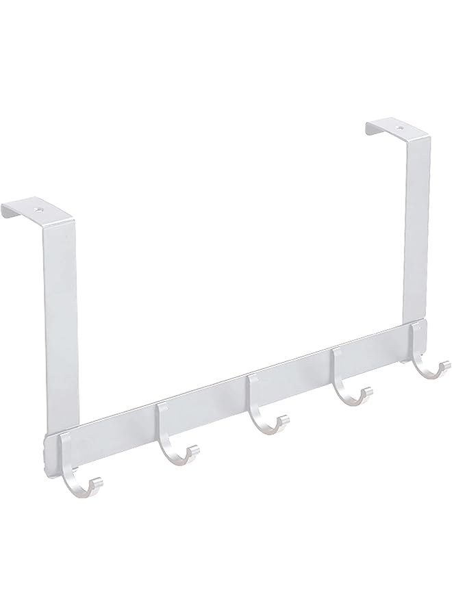 PROMASS promass Over Door Hook Door Hanger 5-Hook Over the door hangers Heavy Duty Storage Door Hooks For Bedroom, Clothes Bags Hats Towels Hanging (White)  - Image 1