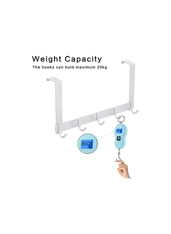 PROMASS promass Over Door Hook Door Hanger 5-Hook Over the door hangers Heavy Duty Storage Door Hooks For Bedroom, Clothes Bags Hats Towels Hanging (White)  - Image 5