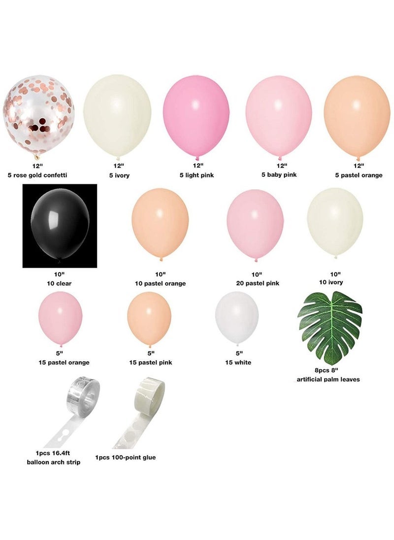 دونيسو 132 قطعة DIY بالون إكليل هاواي الصيف حزب الاستوائية فلامنغو موضوع حزب ديكور أوراق النخيل الوردي الساخن الكروم الأخضر بالونات إكليل مثالي لاستحمام الطفل زينة حفلة عيد ميلاد - Image 3