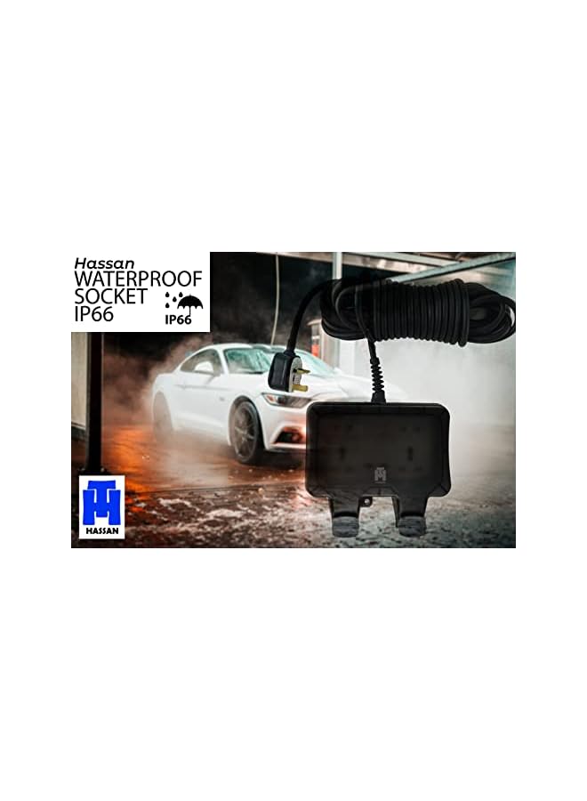 Hassan waterproof extension IP66 13A 220V socket weatherproof for outdoor garden garage use heavy electrical appliance (30m / 100ft) - Image 3