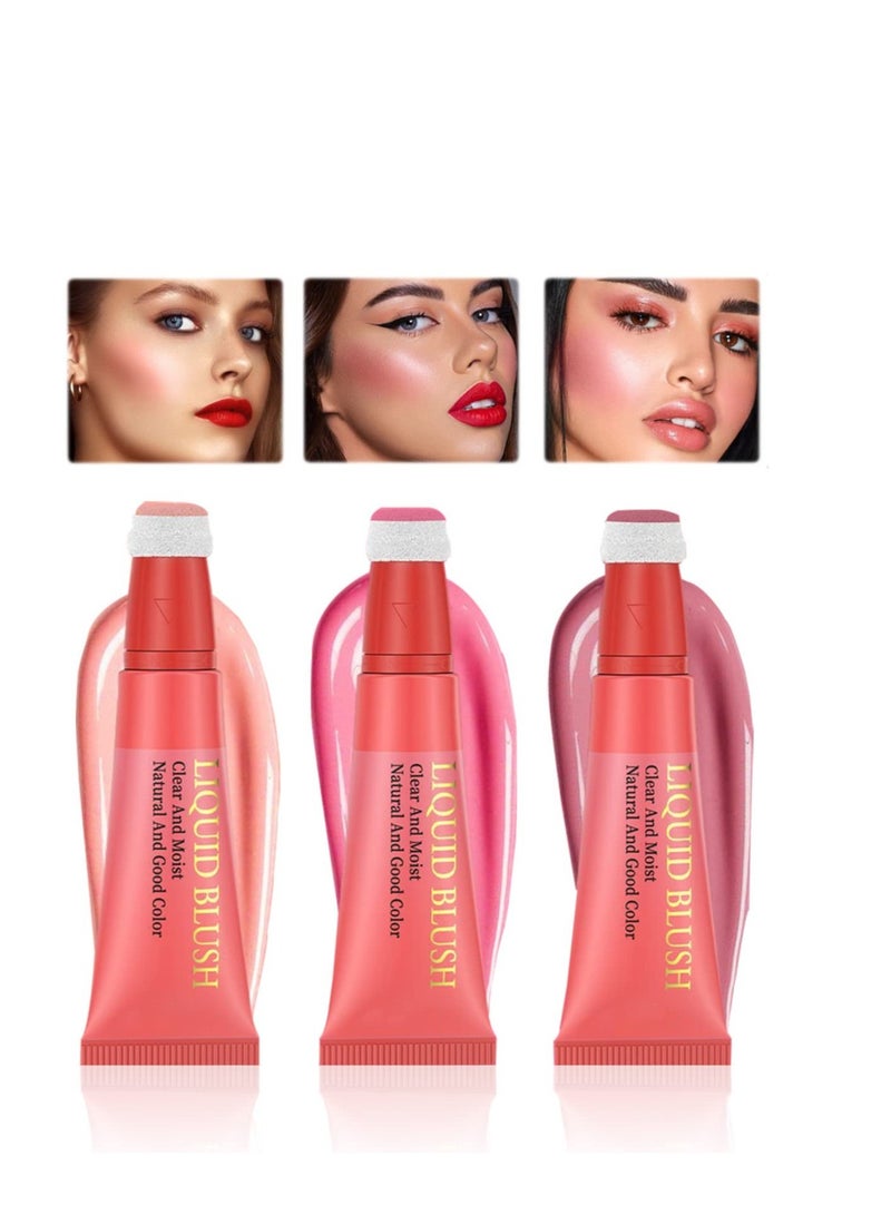 Excefore 3 Pcs Liquid Blush, Dewy Cheek Tint, Creamy Texture Blush Wand, Natural Makeup, Moisturizing Lightweight Blendable Feel - Image 1
