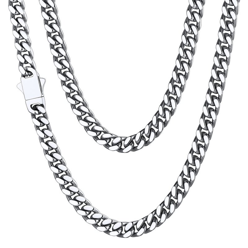 ChainsHouse Stainless Steel Mens Cuban Link Chain, Miami Cuban Chain Necklace for Men, 5mm Wide Hip Hop Mens Jewelry, 24" - Image 1