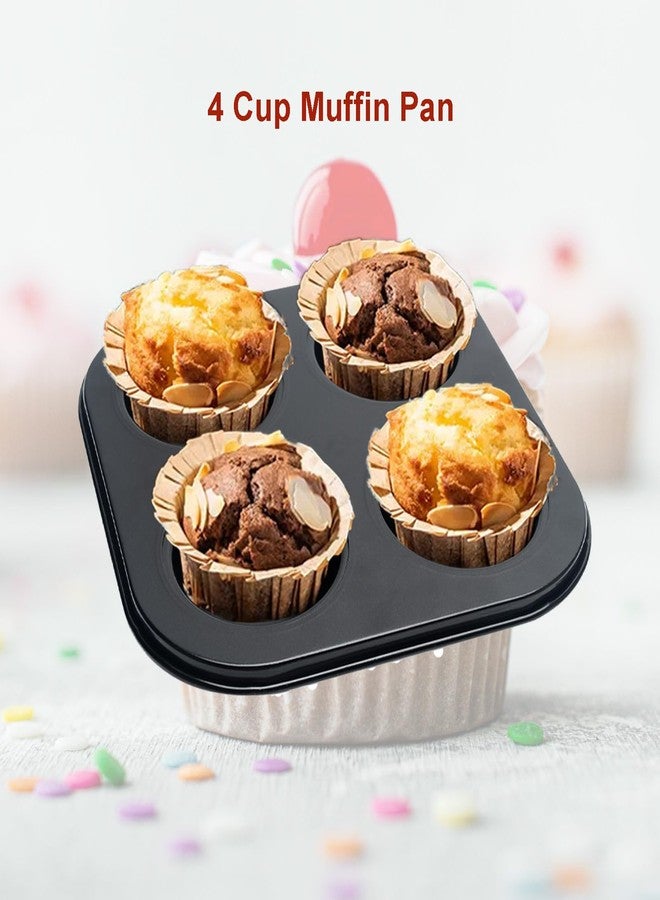 Ragyzity 4 Cup Muffin Pan, Bakeware Non-stick Cupcake Baking Pan Mini Pie Pans, Air Fryer Small Oven Cupcake Baking Pan Non Stick No Toxic Bakeware, Heavy Duty Carbon Steel Muffin Tray for Oven Baking (2PCS) - Image 4