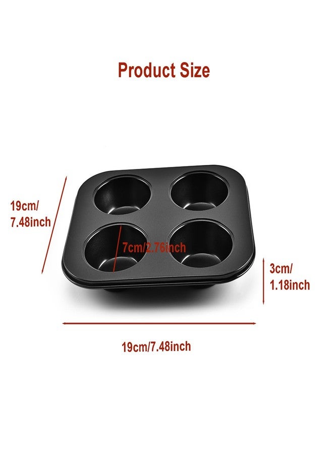 Ragyzity 4 Cup Muffin Pan, Bakeware Non-stick Cupcake Baking Pan Mini Pie Pans, Air Fryer Small Oven Cupcake Baking Pan Non Stick No Toxic Bakeware, Heavy Duty Carbon Steel Muffin Tray for Oven Baking (2PCS) - Image 3