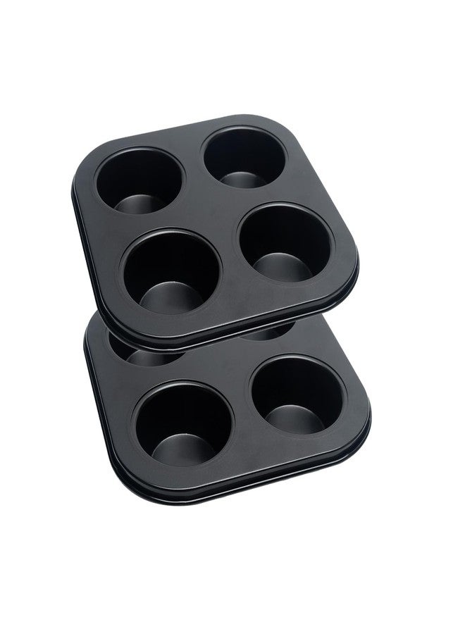 Ragyzity 4 Cup Muffin Pan, Bakeware Non-stick Cupcake Baking Pan Mini Pie Pans, Air Fryer Small Oven Cupcake Baking Pan Non Stick No Toxic Bakeware, Heavy Duty Carbon Steel Muffin Tray for Oven Baking (2PCS) - Image 1