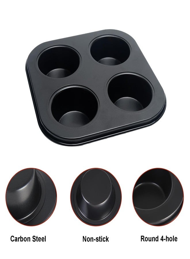 Ragyzity 4 Cup Muffin Pan, Bakeware Non-stick Cupcake Baking Pan Mini Pie Pans, Air Fryer Small Oven Cupcake Baking Pan Non Stick No Toxic Bakeware, Heavy Duty Carbon Steel Muffin Tray for Oven Baking (2PCS) - Image 2