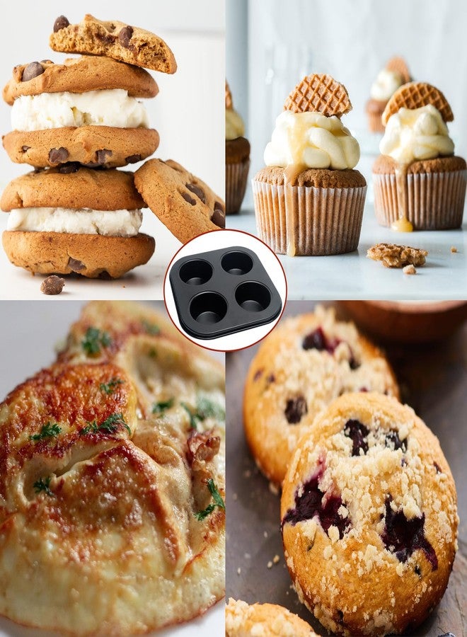Ragyzity 4 Cup Muffin Pan, Bakeware Non-stick Cupcake Baking Pan Mini Pie Pans, Air Fryer Small Oven Cupcake Baking Pan Non Stick No Toxic Bakeware, Heavy Duty Carbon Steel Muffin Tray for Oven Baking (2PCS) - Image 5