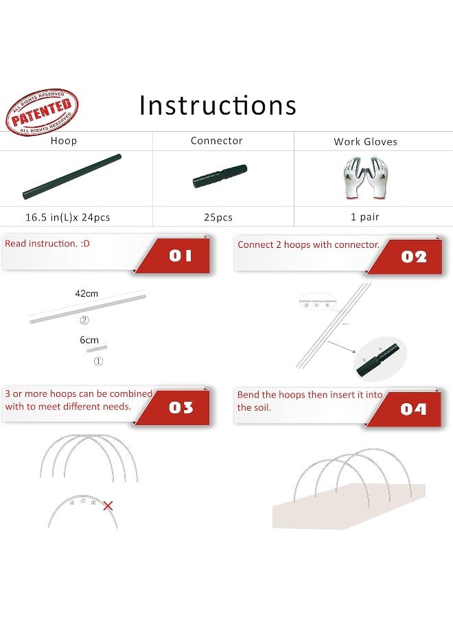 Generic Gardzen Garden Hoops, Diy Greenhouse Hoops For Raised Beds, Row Cover, Garden Netting 24Pieces  - Image 1
