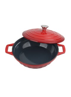 VAV Dutch Oven Shallow Casserole Braiser Pan, 28cm – Red  - Image 3