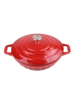 VAV Dutch Oven Shallow Casserole Braiser Pan, 28cm – Red  - Image 2