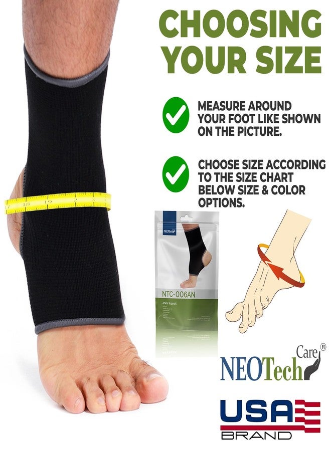 NeoTech Care Ankle Support Sleeve - Open Heel, Light, Elastic & Breathable Knitted Fabric - Medium Compression - For Men, Women, Kids - Right or Left Foot (Black Color, Size M, 1 Pair) - Image 2
