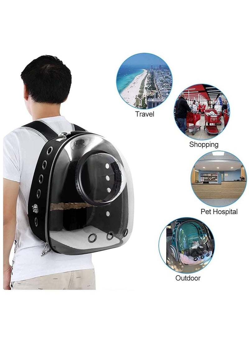 Portable Pet Carrier Space Capsule Backpack for Cats Black-Grey ‎(37.2 x 32.6 x 11.8cm )
