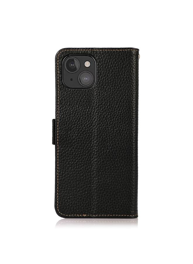 Zaboon Case For iPhone 13 mini KHAZNEH Side-Magnetic Litchi Genuine Leather RFID Case - Image 3