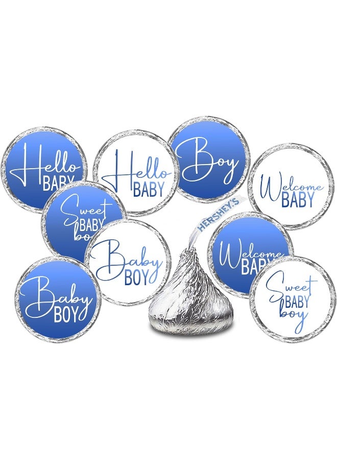 RokAPary 216 Modern Baby Shower Blue Kisses Labels for Baby Shower Or Baby Sprinkle Party Or Event Decorations, Stickers, Wrappers, Favors, Its a Boy. Made in USA - Image 1