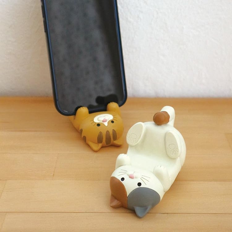 Khazna Kitten Phone Holder, Cute Cell Phone Stand, Universal Smartphone & Tablet Holder, Multifunctional Desk Organizer, Modern Neutral Color Style - Image 5