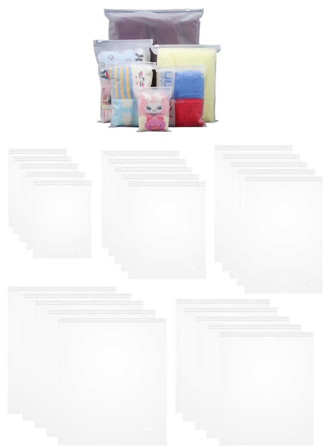 25 PCS Plastic Bags Frosted Zipper Bags Resealable for Clothes- 5 Sizes - Image 1