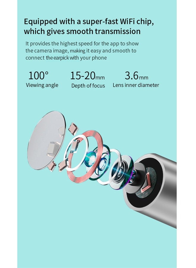 Ear Wax Removal Kit - Visible Ear Wax Remover with Camera, Otoscope with Light, Ear Cleaner with 8 Ear Pickers + 6 Ear Scoops, Wireless Ear Wax Remover for iOS, Android Phones