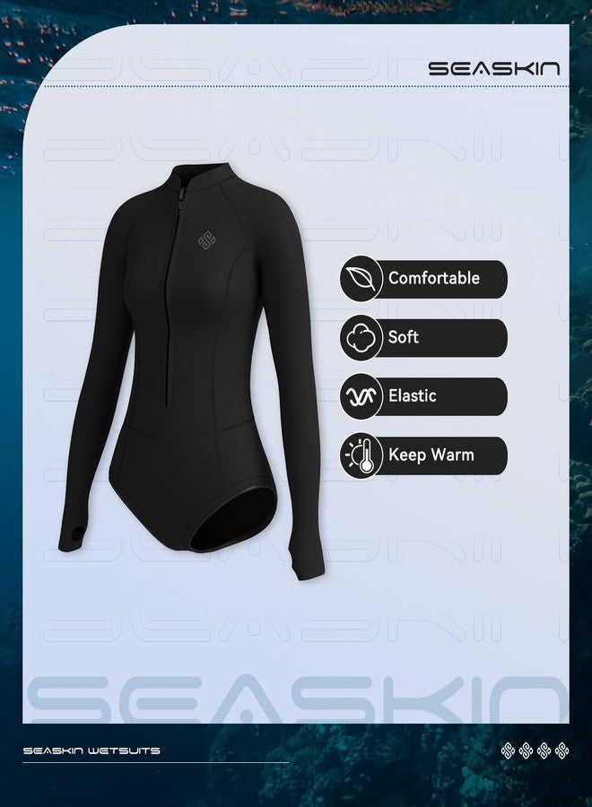 Seaskin Womens Wetsuit 2mm One Piece Long Sleeves Shorty Wetsuit - Image 4