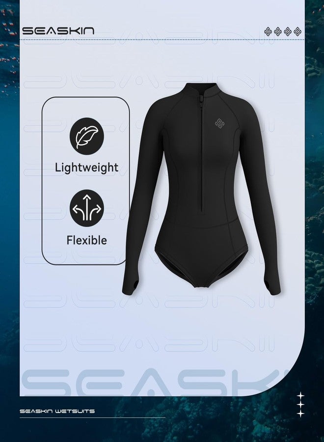 Seaskin Womens Wetsuit 2mm One Piece Long Sleeves Shorty Wetsuit - Image 3
