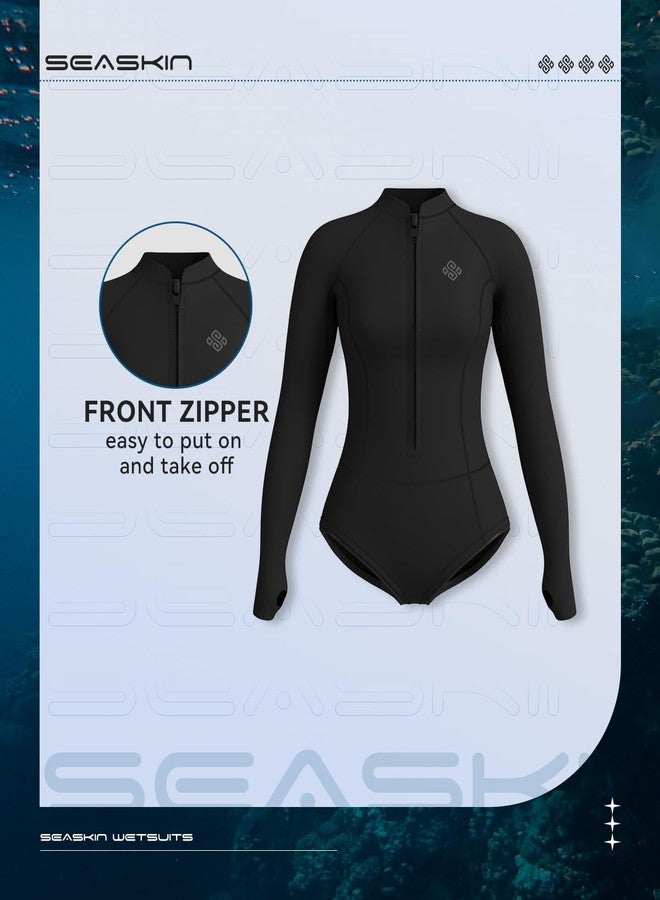 Seaskin Womens Wetsuit 2mm One Piece Long Sleeves Shorty Wetsuit - Image 5