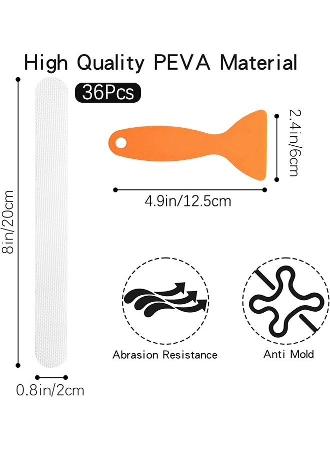 36PCS Shower Non Slip Stickers Anti-slip Strips Bathtub Stickers Non-Slip Adhesive Strips with Premium Scraper Clear Anti Slip Shower Treads for Tub Grip Ladders Stairs Floor Bathrooms - Image 2