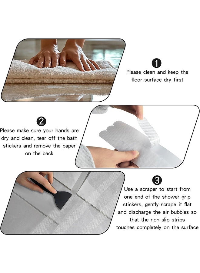 36PCS Shower Non Slip Stickers Anti-slip Strips Bathtub Stickers Non-Slip Adhesive Strips with Premium Scraper Clear Anti Slip Shower Treads for Tub Grip Ladders Stairs Floor Bathrooms - Image 5