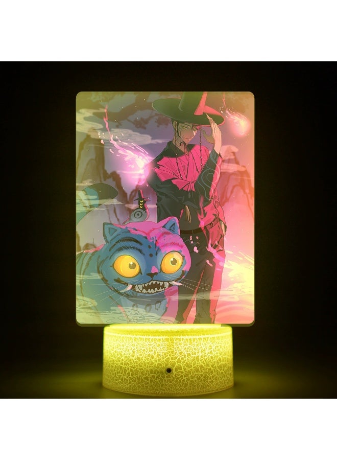 K-POP Demon Hunters Themed 16-Color Remote Control Night Light | Cracked Glass Lamp Base with USB Cable & Acrylic Insert