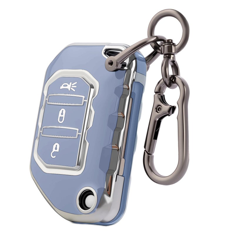 CHATYYD Key Fob Cover for Jeep with KeychainSoft TPU Key Case for Jeep Wrangler Gladiator Proximity 20182024 Car Accessories - Image 3