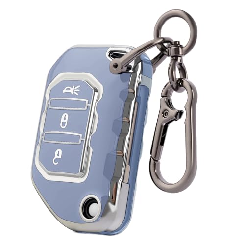 CHATYYD Key Fob Cover for Jeep with KeychainSoft TPU Key Case for Jeep Wrangler Gladiator Proximity 20182024 Car Accessories - Image 1