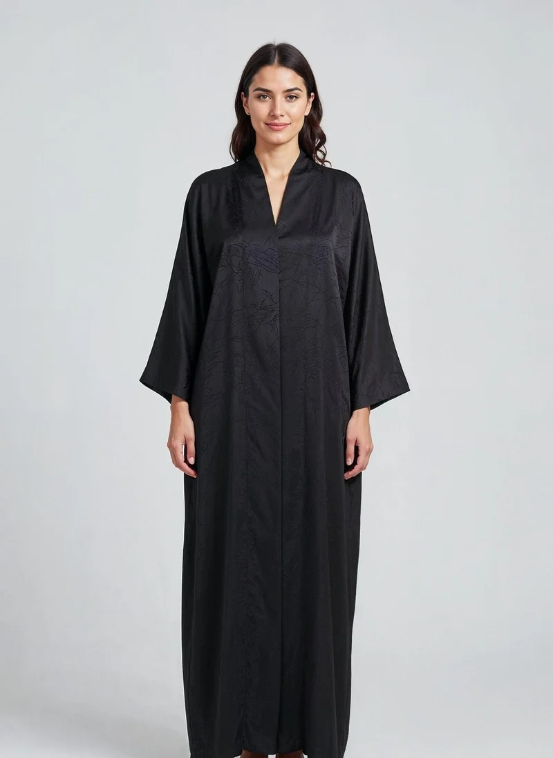 Black Jacquard Samurai Abaya Kaftan