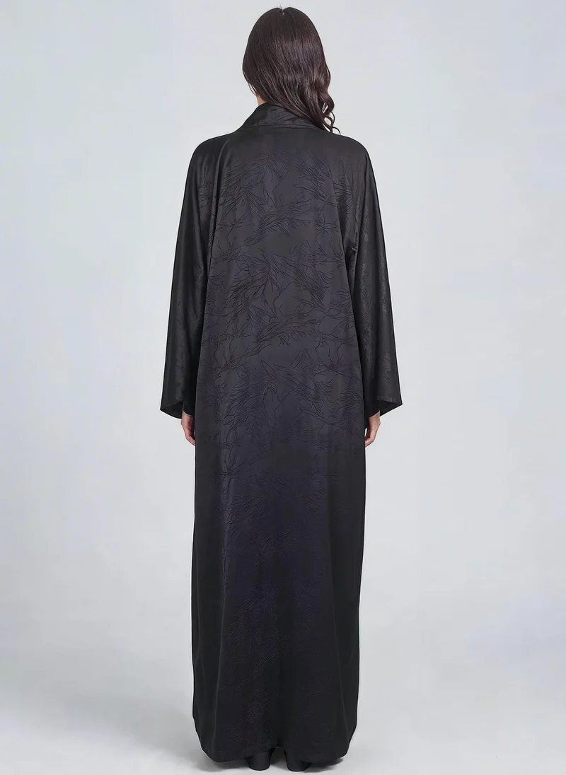 جانارا جونز Black Jacquard Samurai Abaya Kaftan