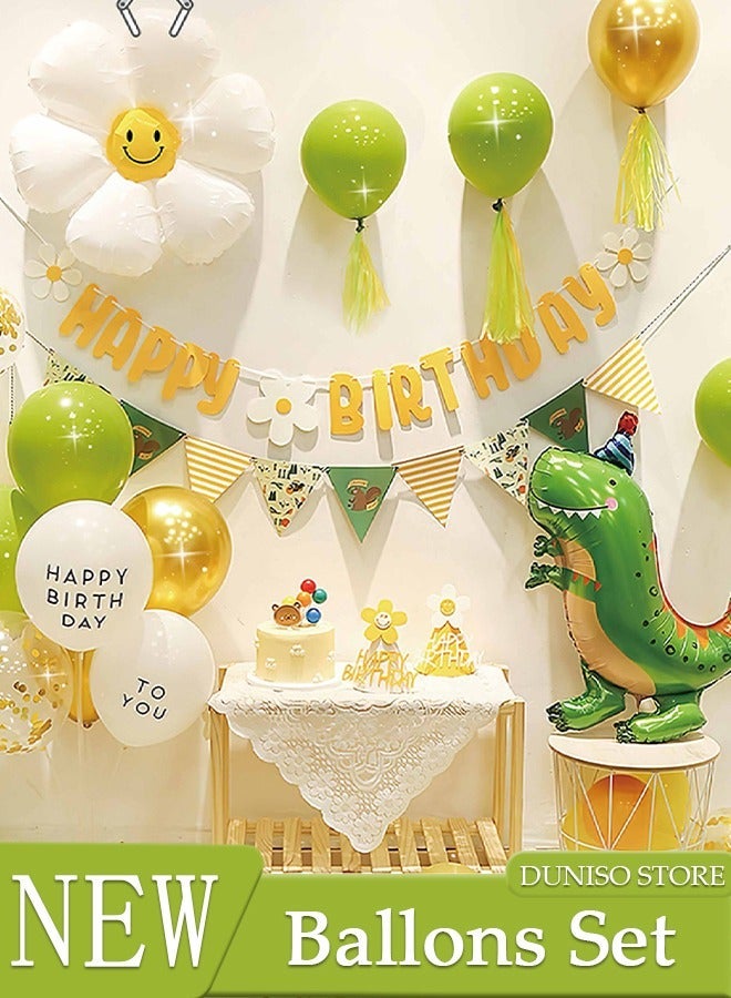 DUNISO Dinosaur Theme Birthday Decorations for Adult and Kids Happy Birthday Party Decorations Happy Birthday Banner and Balloon Birthday Balloon Letters - Image 1