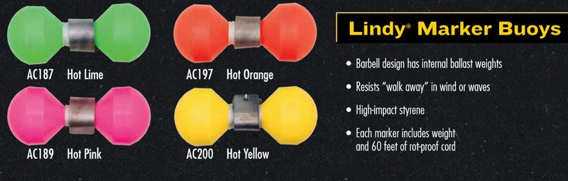 Lindy Marker Buoy for Fishing - Internal Ballast Weights and 60 ft of Rot-Proof Cord, Hot Yellow - Image 2