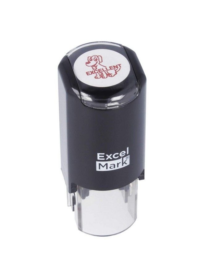 ExcelMark Excellent Dog Excelmark Selfinking Round Teacher Stamp Red Ink  - Image 3