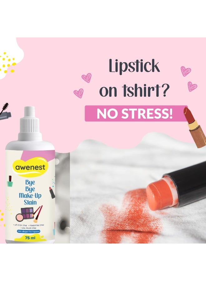 awenest Bye Bye Make-Up Stain Remover Spray for Fabric - Removes Lipstick, Foundation, Nail Polish, Ink & Other Tough Stains | Premium Spray Formula, 75 ml - Image 4