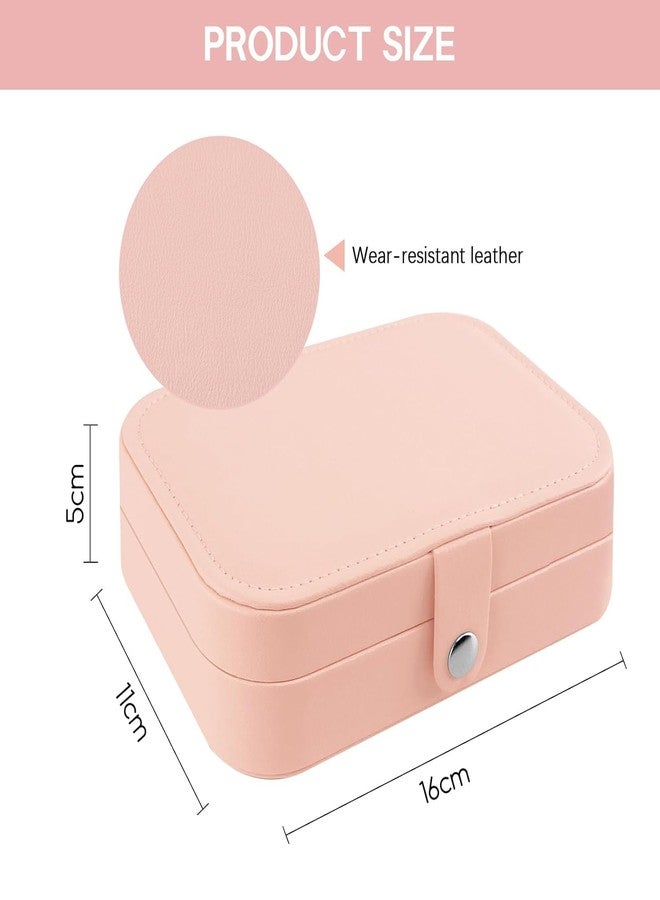 Thea Jewellery Box Small Travel Jewelry Organiser Storage Case for Necklace Rings Bracelets Earrings Good Faux PU Leather Jewellery Gift Box Girls Women (Pink) - Image 3