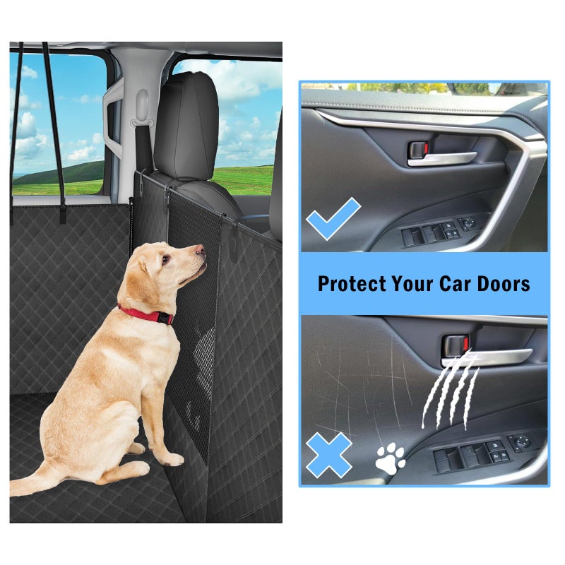 LEHNI Dog Floor Hammock for Full Size Crew Cab Trucks with Fold Up Seats,Truck Back Seat Cover for Dogs with Door Protection Suitable for Ford/GMC/Chevrolet/Toyota/RAM Trucks(Black) - Image 4