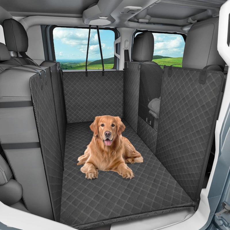 LEHNI Dog Floor Hammock for Full Size Crew Cab Trucks with Fold Up Seats,Truck Back Seat Cover for Dogs with Door Protection Suitable for Ford/GMC/Chevrolet/Toyota/RAM Trucks(Black) - Image 1