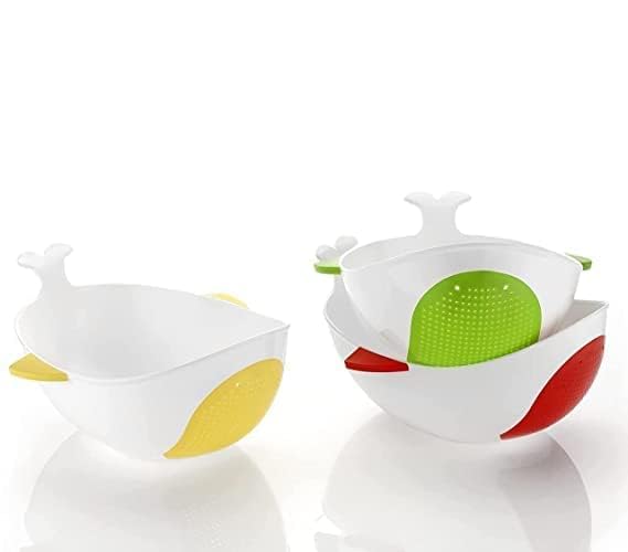 SANGOZS FishShaped Strainer Bowl Plastic Rice Washing Bowl Rice Stainer Bowl with Handle Suitable for Strainer Rice Pulses Fruits Vegetable Noodles and Pasta Washing Bowl Pack of 2 - Image 5