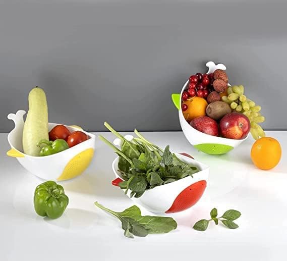SANGOZS FishShaped Strainer Bowl Plastic Rice Washing Bowl Rice Stainer Bowl with Handle Suitable for Strainer Rice Pulses Fruits Vegetable Noodles and Pasta Washing Bowl Pack of 2 - Image 4