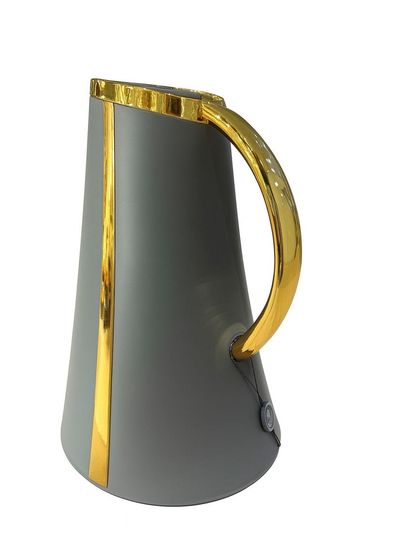 drobina Gray thermos set 1L + 1L for hot and cold drinks with golden pattern – ideal for tea, coffee, and daily hospitality. - Image 3