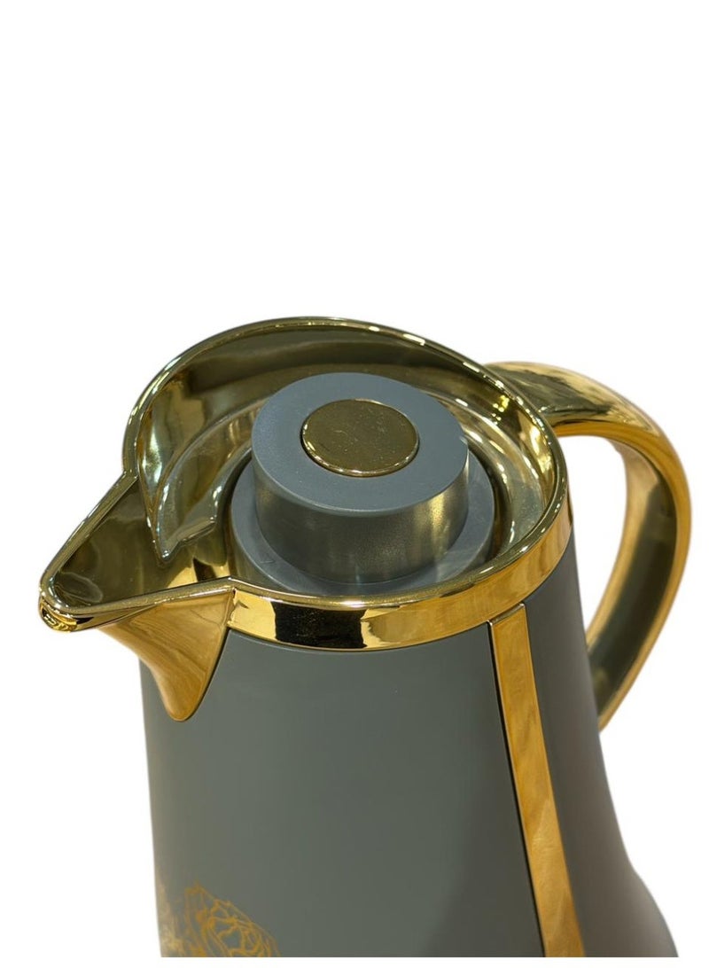 drobina Gray thermos set 1L + 1L for hot and cold drinks with golden pattern – ideal for tea, coffee, and daily hospitality. - Image 5