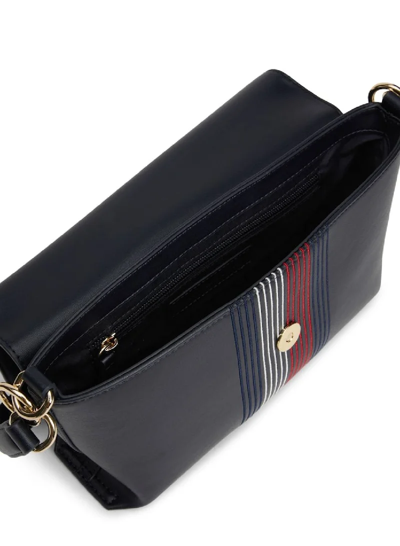 TOMMY HILFIGER Women's TH Distinct Shoulder Bag - Faux Leather, Blue