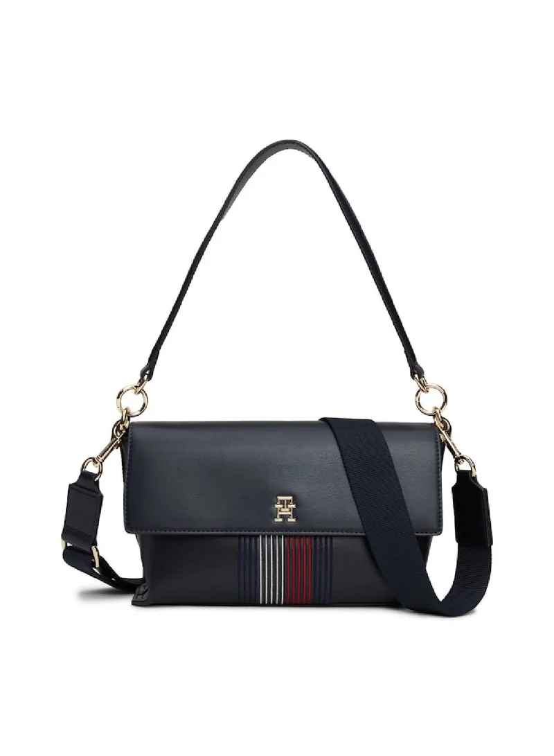 TOMMY HILFIGER Women's TH Distinct Shoulder Bag - Faux Leather, Blue