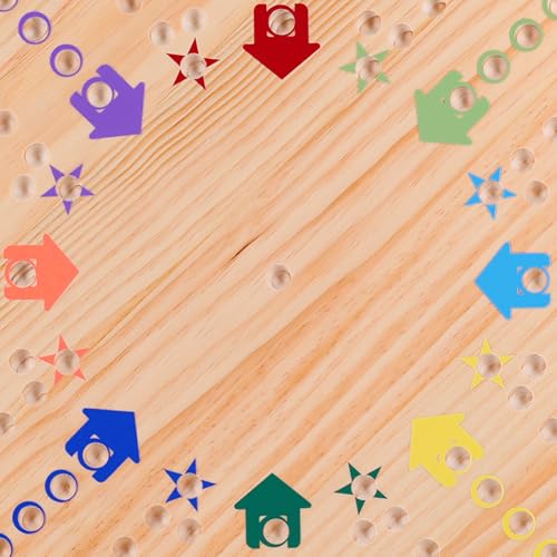 Medikaison Original Marble Game Wahoo Board Game Double Sided Painted Wooden Fast Track Board Game for 8 Players 8 Colors 30 Marbles 8 Dice for Family Friends 8log - Image 5