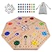 Medikaison Original Marble Game Wahoo Board Game Double Sided Painted Wooden Fast Track Board Game for 8 Players 8 Colors 30 Marbles 8 Dice for Family Friends 8log - Image 2