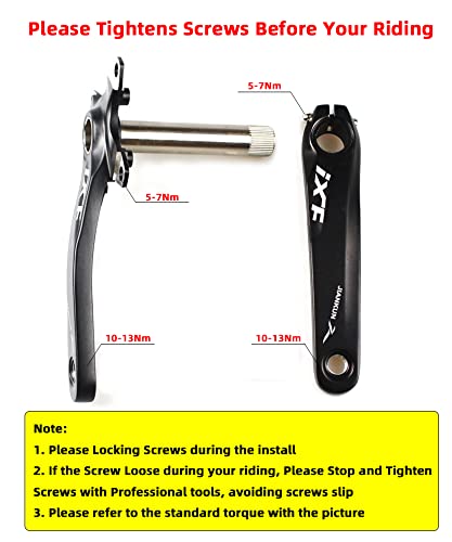 Cysky Bike Crank Arm Set Mountain Bike Crank Arm Set 170Mm 104 Bcd With Bottom Bracket Kit And Chainring Bolts For Mtb Bmx Road Bicyle  Compatible With Shimano  Fsa  Gaint (Black) - Image 3