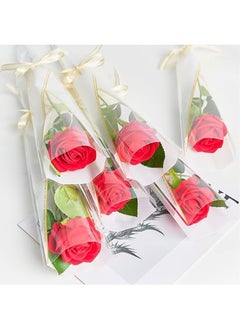 Apustim 50Pcs Single Rose Flower Set Plus A Plate Of 22m Ribbon Set，Flower Packaging Bag，Single Flower Packaging Bag，Suitable For Wedding，Birthday，Florist Supplies Mother's Day （White+Gold）  - Image 3